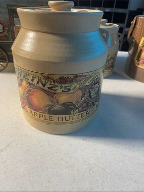 Heinz Apple Butter Ceramic Crock Jar - Beige